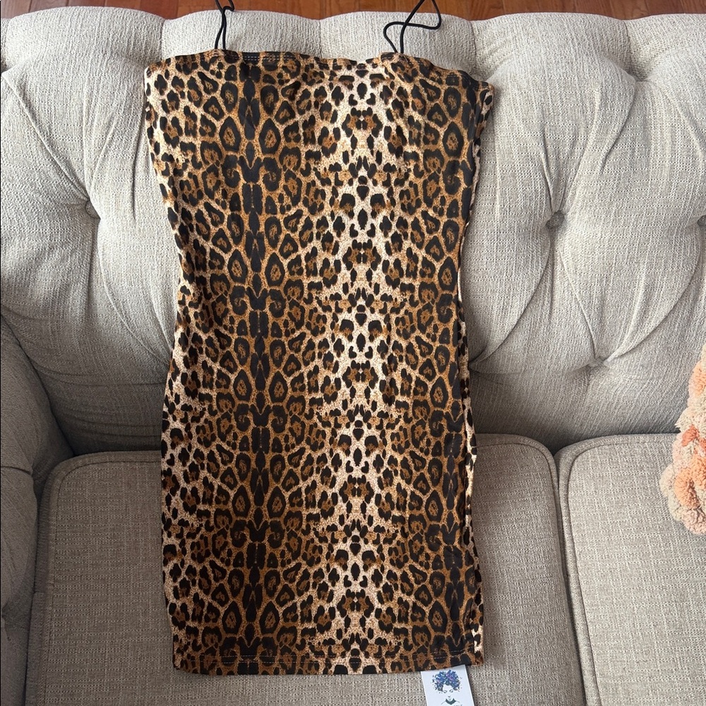 Leopard Print Mini Dress in Brown